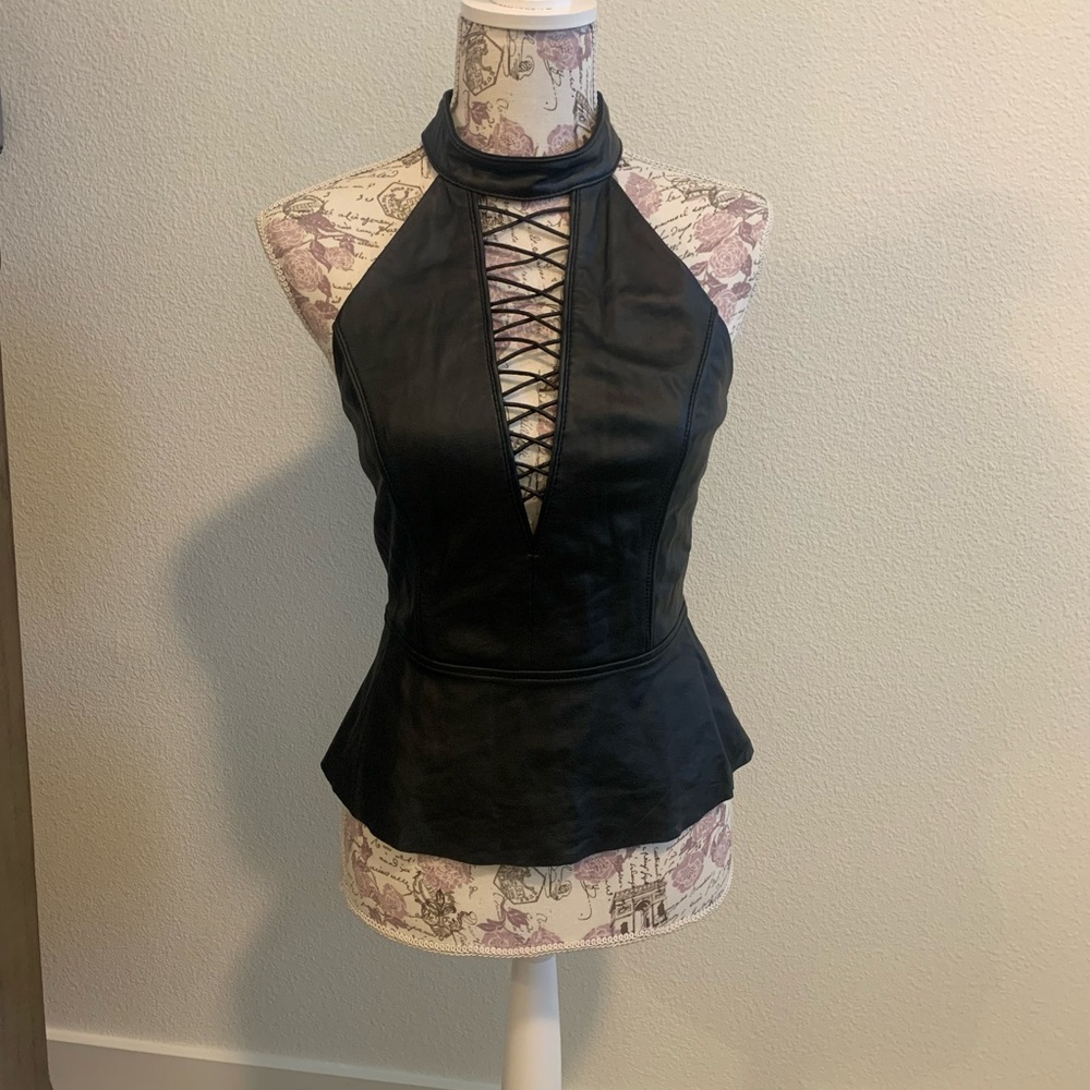 Bebe leather detailed vest